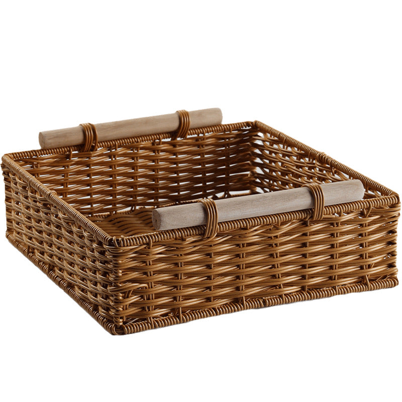 Unisex Practical Storage Basket with Wooden Handles Bowlift