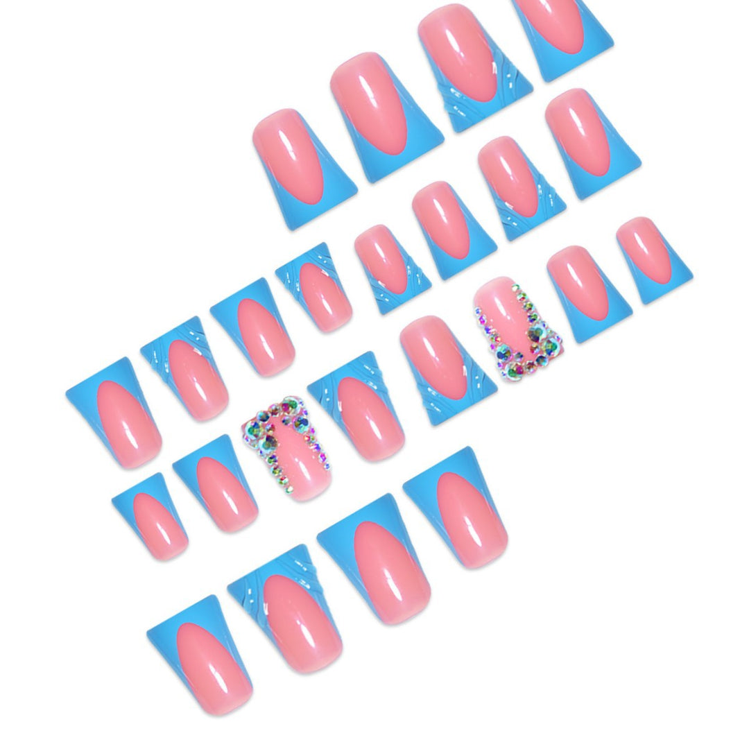 Decorative Press-On Nail Art Extensions with Rhinestone Accents Bowlift