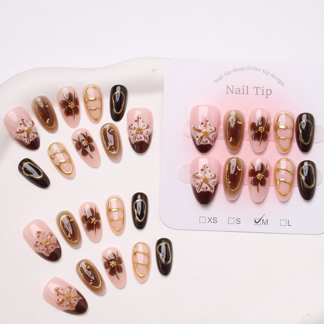 Artistic Floral Nail Art Press-On Set Bowlift