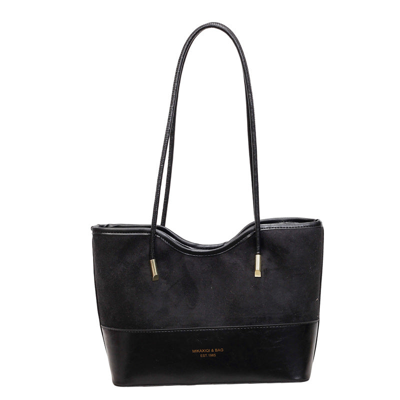 WoStylish Suede and Leather Shoulder Tote Bag Bowlift