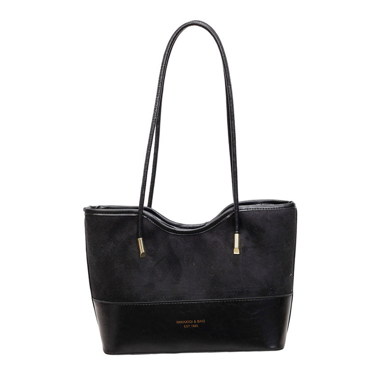 WoStylish Suede and Leather Shoulder Tote Bag Bowlift