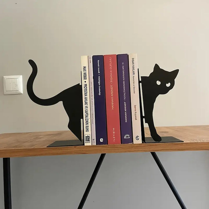 Cat-Shaped Metal Bookends