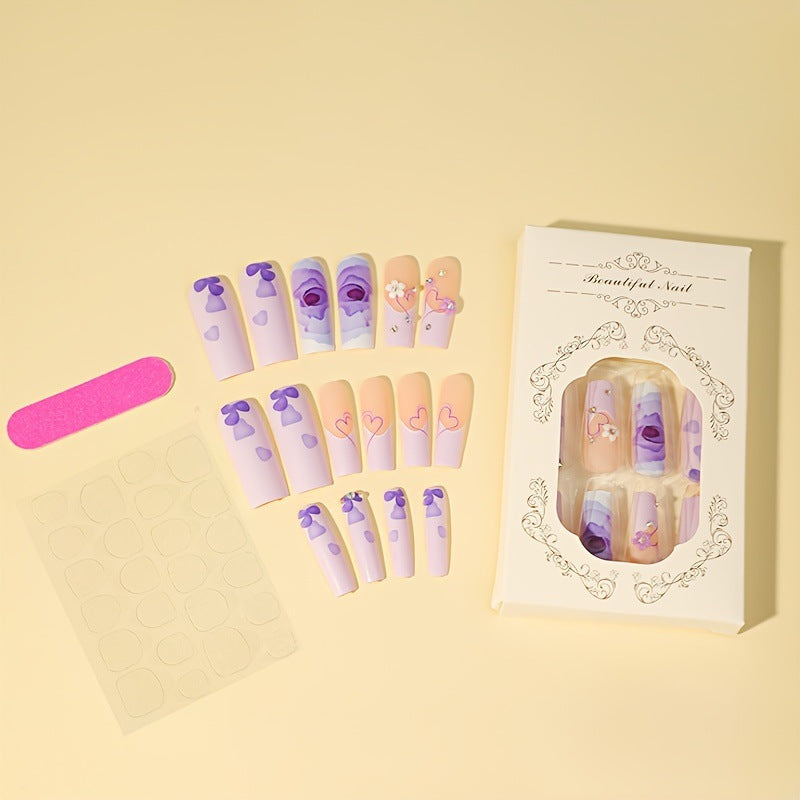 Artificial Nail Set with Floral Patterns Bowlift