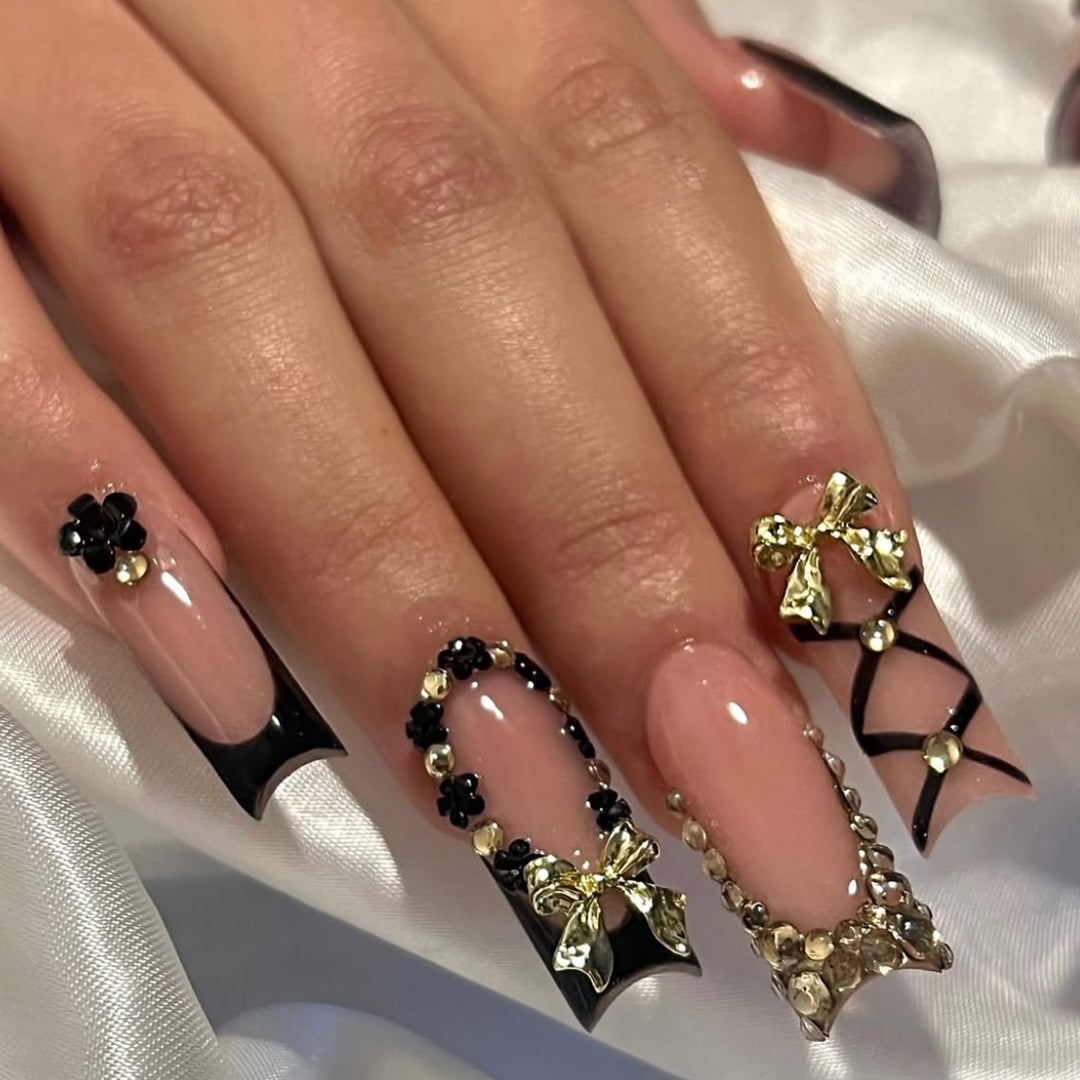 Decorative 3D Bow and Floral Nail Art Extensions Bowlift