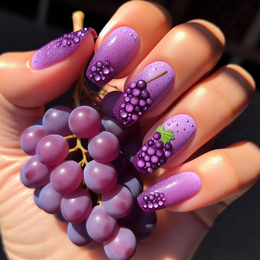 Artificial nails with detailed grape motifs Bowlift