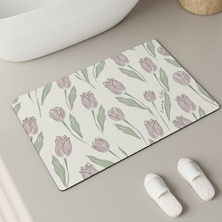 Floral Design Shower Mat Bowlift