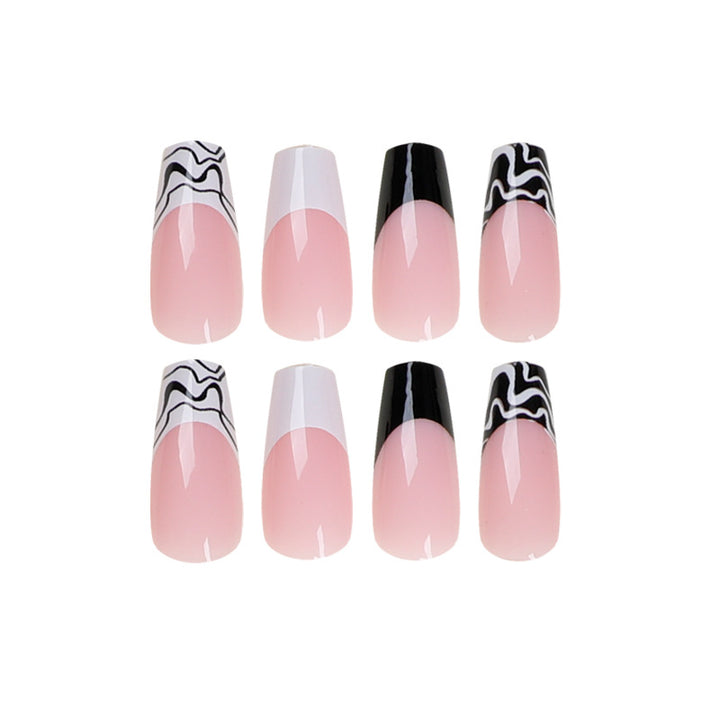 Artful Nail Extensions with Modern Monochrome Design Bowlift
