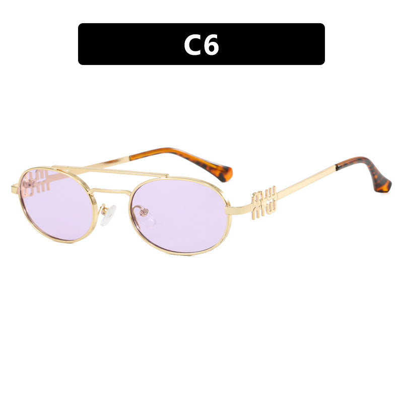 Women's elegant oval sunglasses with luxurious metal frame Bowlift