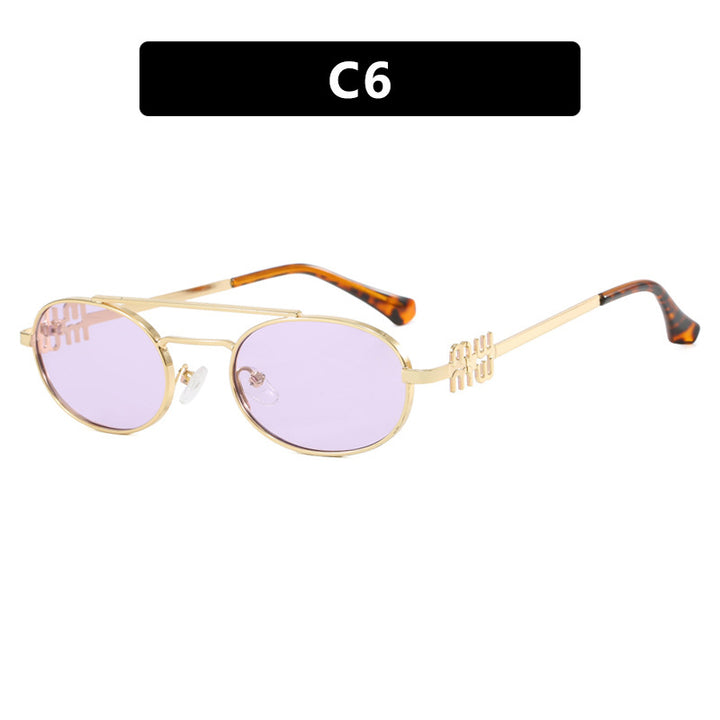 Women's elegant oval sunglasses with luxurious metal frame Bowlift