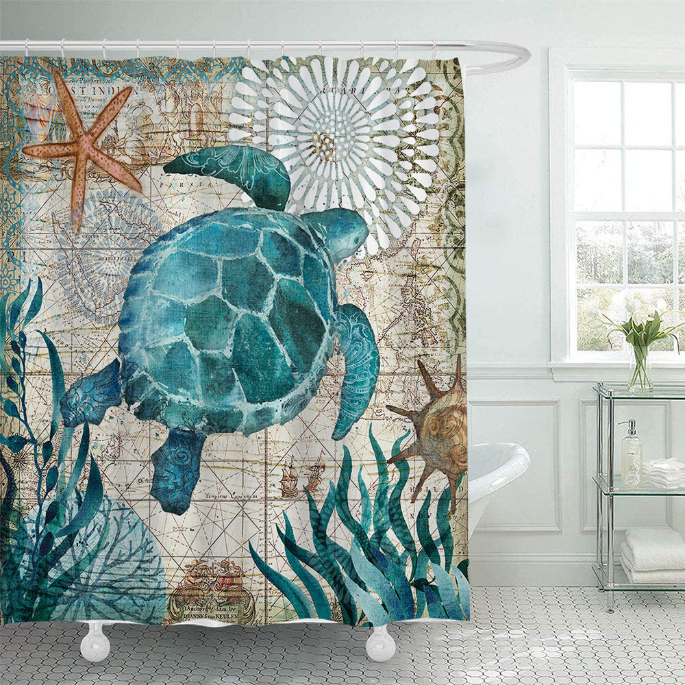 Coastal Pattern Shower Curtain Bowlift
