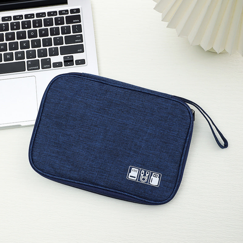 Padded Travel Electronics Organizer Pouch with Elastic Cable Loops & Mesh Pocket Bowlift