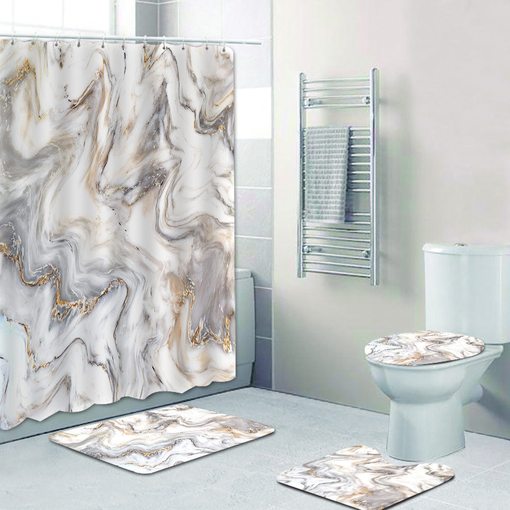 Elegant Marble-Patterned Shower Curtain Bowlift