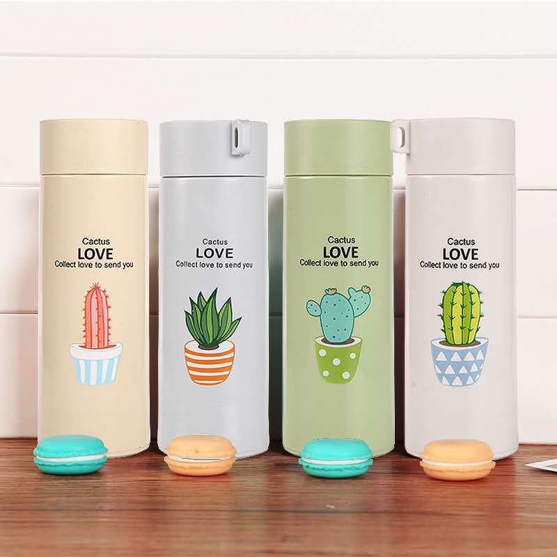Ladies thermo-insulated drink bottle with creative cactus designs Bowlift