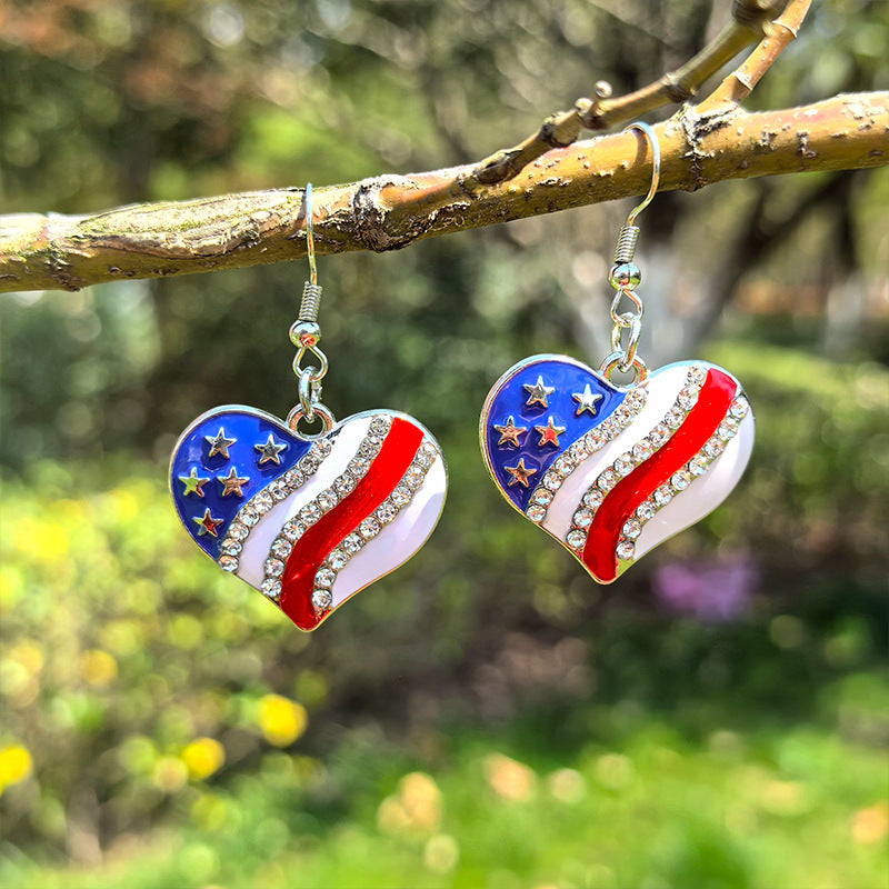 Women's eye-catching star enamel earrings with crystal embellishments and hook clasp Bowlift