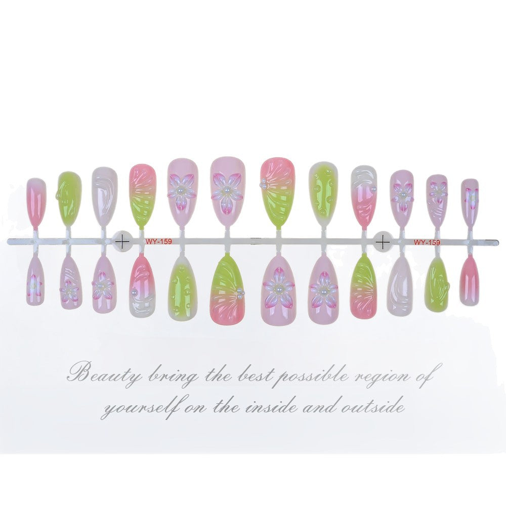 Decorative Floral Artisan Press-On Nails Bowlift