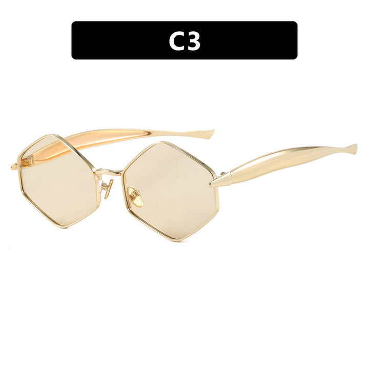 Women's hexagonal sunglasses with elegant metal frame and UV protection Bowlift