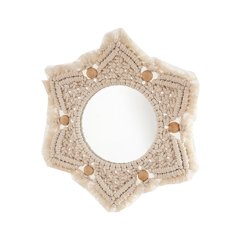 Macramé Decorative Star-Shaped Wall Mirror Bowlift