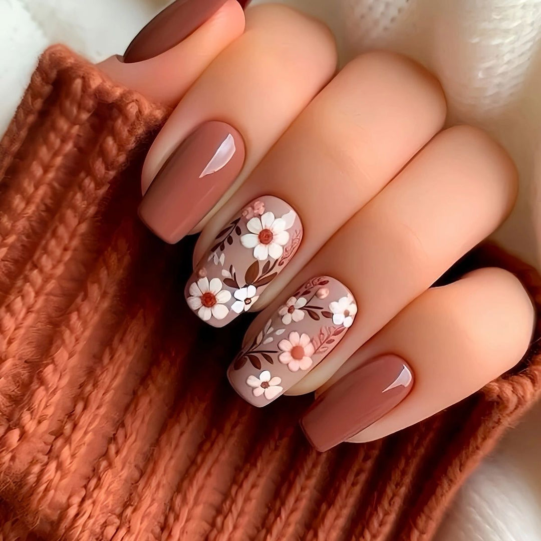Floral Acrylic Nail Design Bowlift