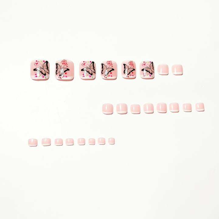 Artificial nails with elegant butterfly and flower design Bowlift