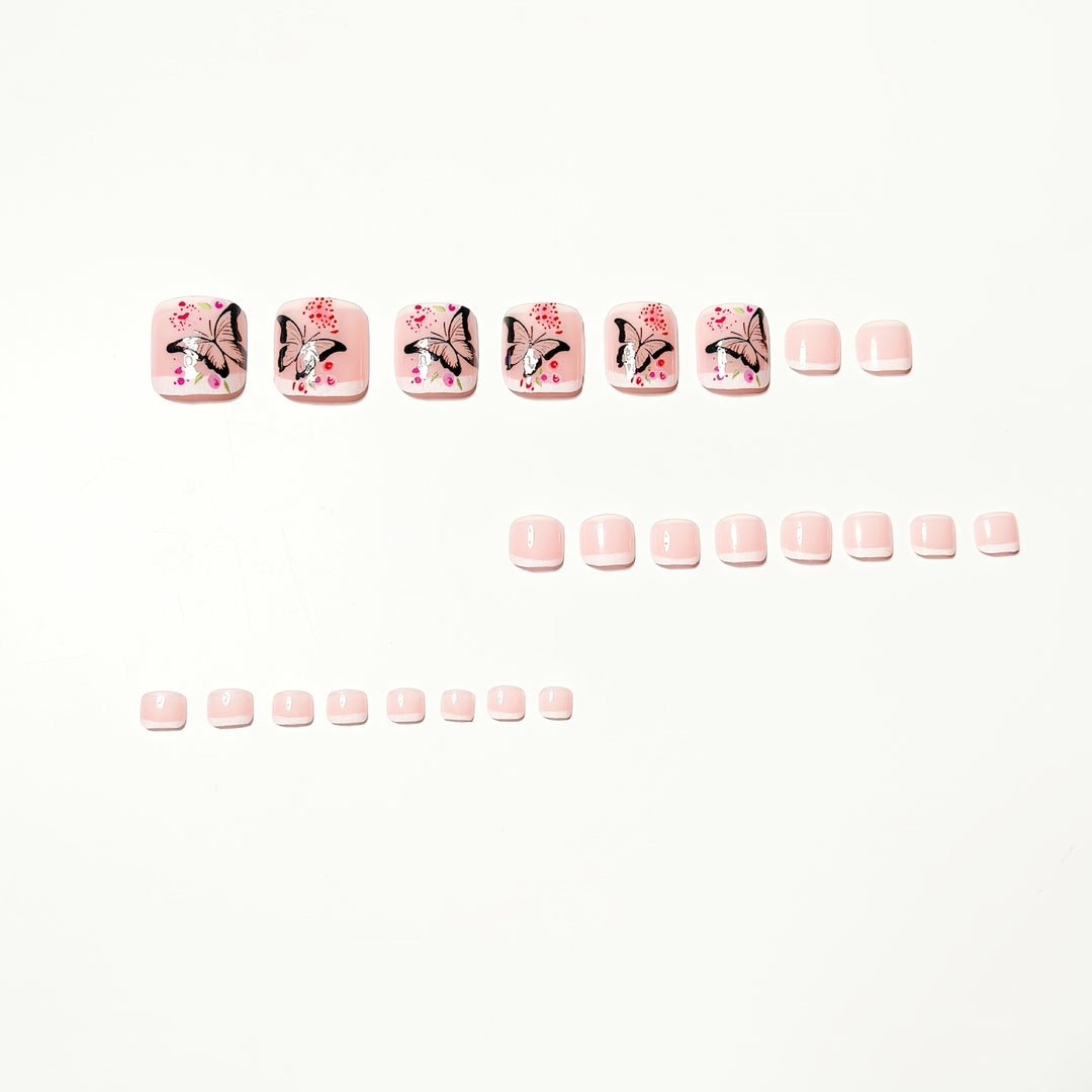 Floral Butterfly Design Nail Art Bowlift