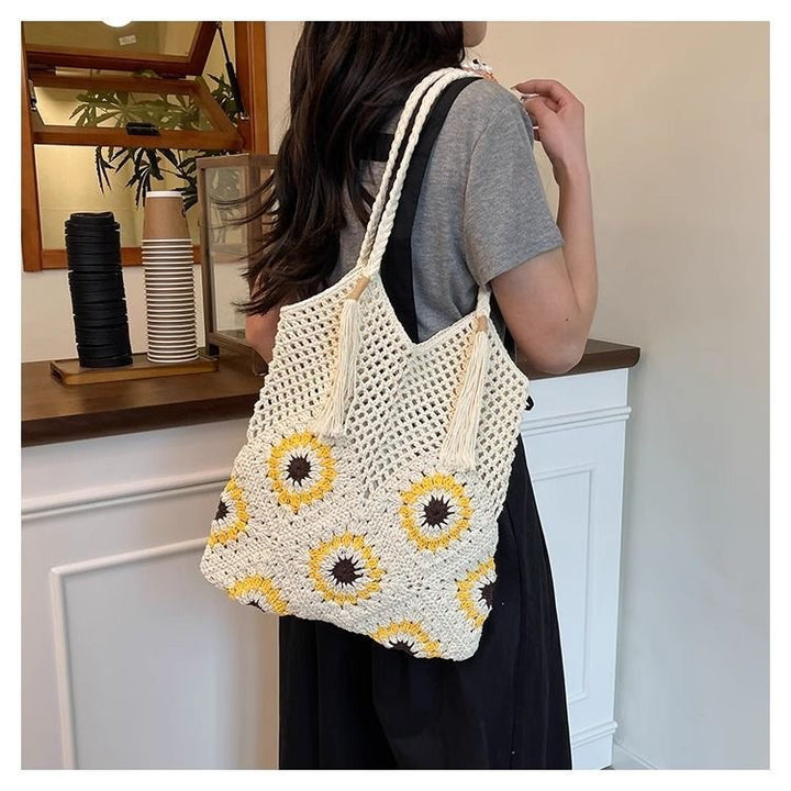 Macrame shopping bag with sunflower pattern Bowlift