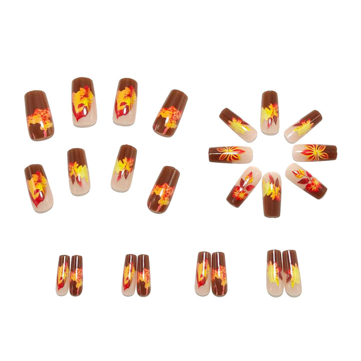 Artificial nails with autumn floral and leaf design Bowlift