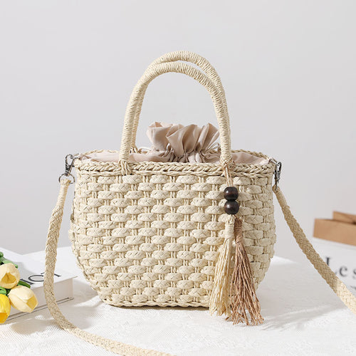 Handcrafted Macrame Tote Bag with Decorative Drawstring Bowlift