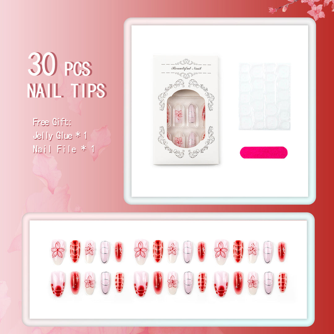 Artificial nails with floral accents and modern patterns Bowlift