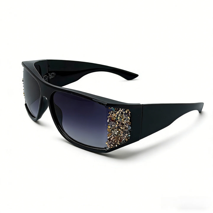 Women's Sporty Sunglasses with Sparkling Appliqués Bowlift