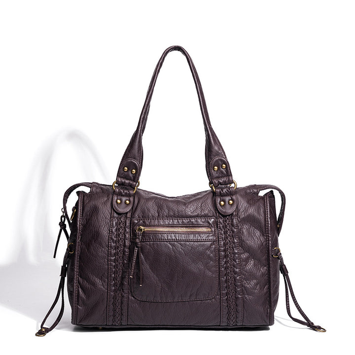 Distressed Leather Satchel Bag Bowlift