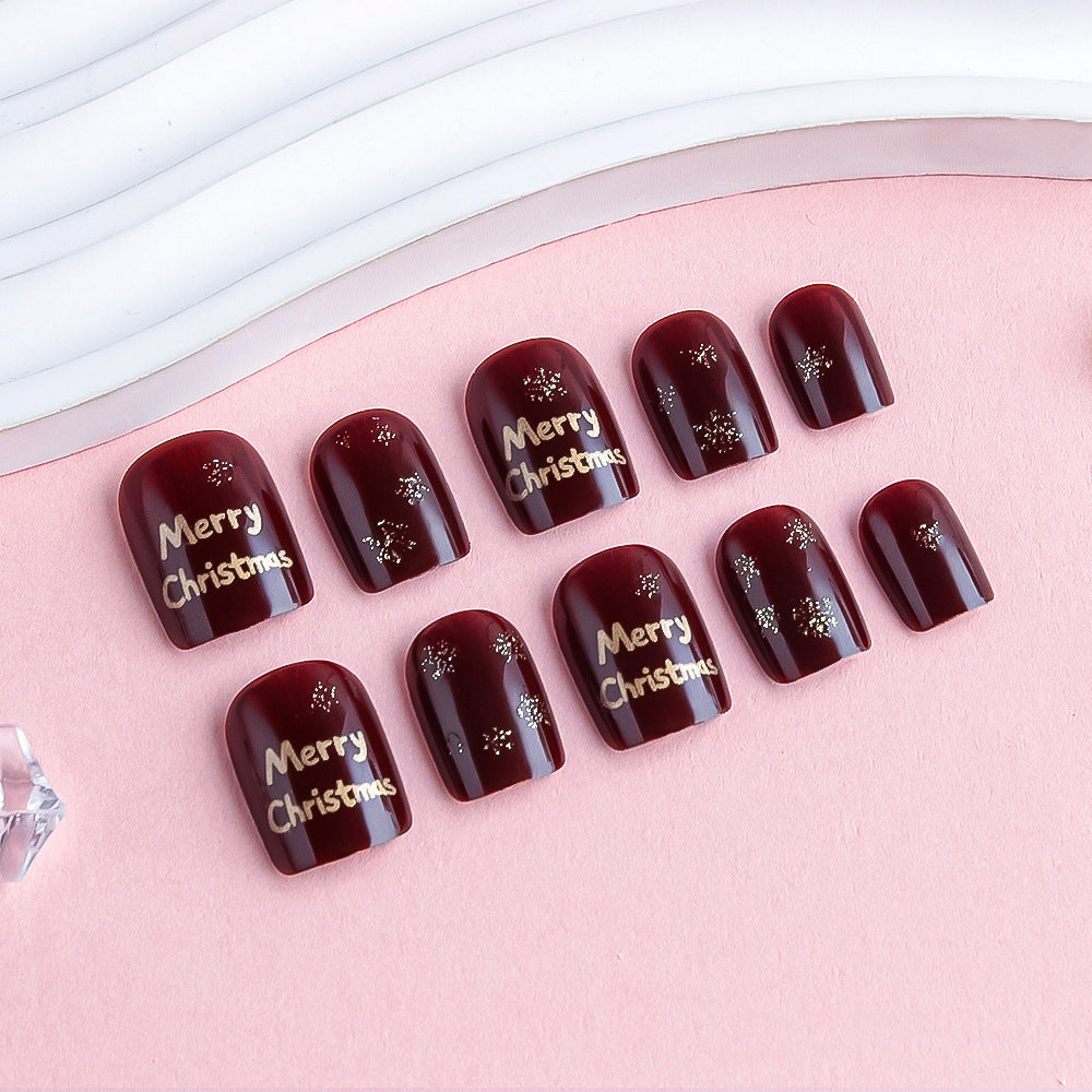Festive Christmas-Themed Press-On Nail Art Bowlift 1787543209