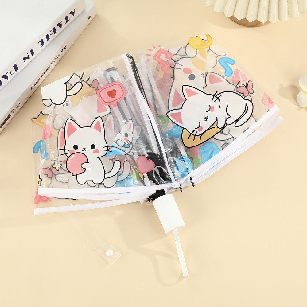 Women's transparent zipper pouch with cute cat designs Bowlift