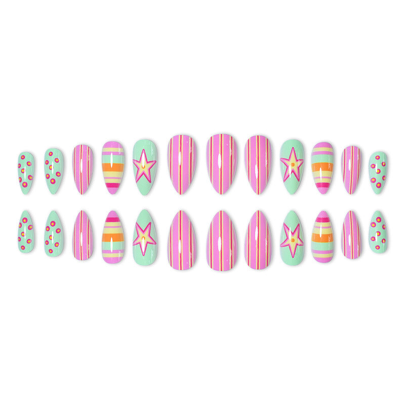 Themed Vibrant Press-On Nail Art Bowlift