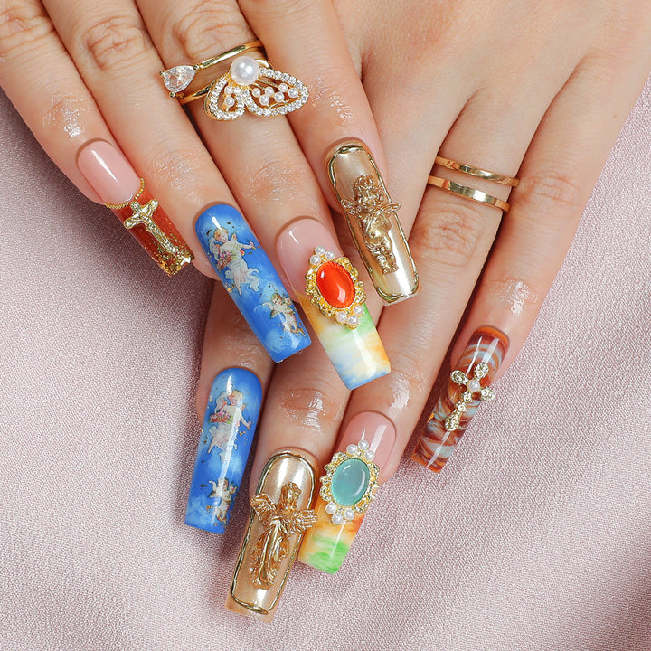 Creative nail art set with luxurious 3D decorations and elegant designs Bowlift