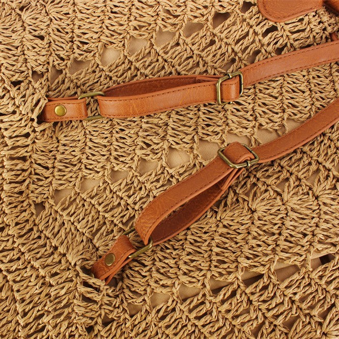 Braided Natural Material Backpack Bowlift