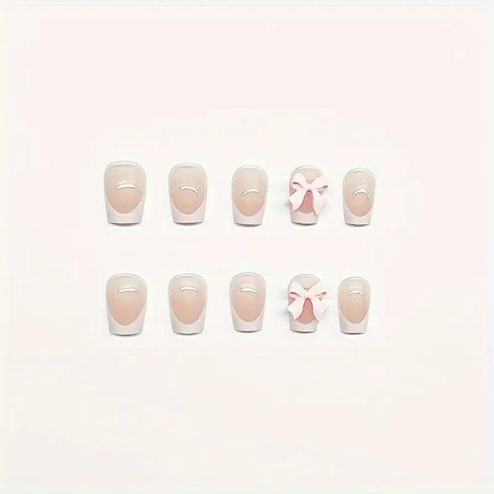 Charming Bow-Embellished Press-On Nail Art Bowlift