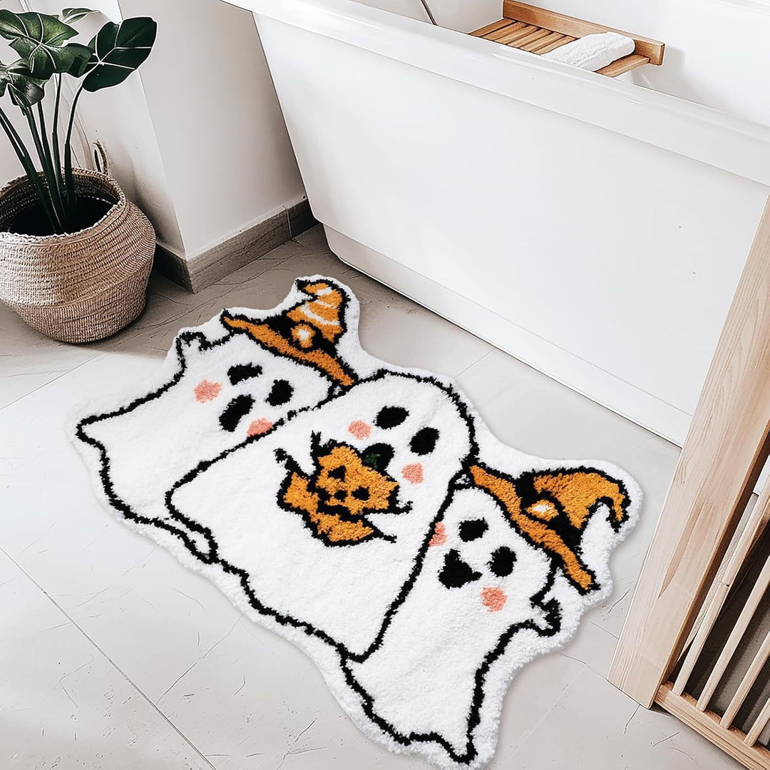 Ghost-Themed Plush Bath Mat Bowlift