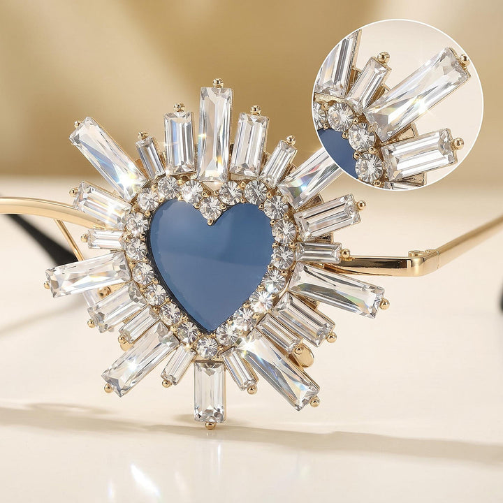 Women Heart-Shaped Sunglasses with Sparkling Crystal Decoration Bowlift