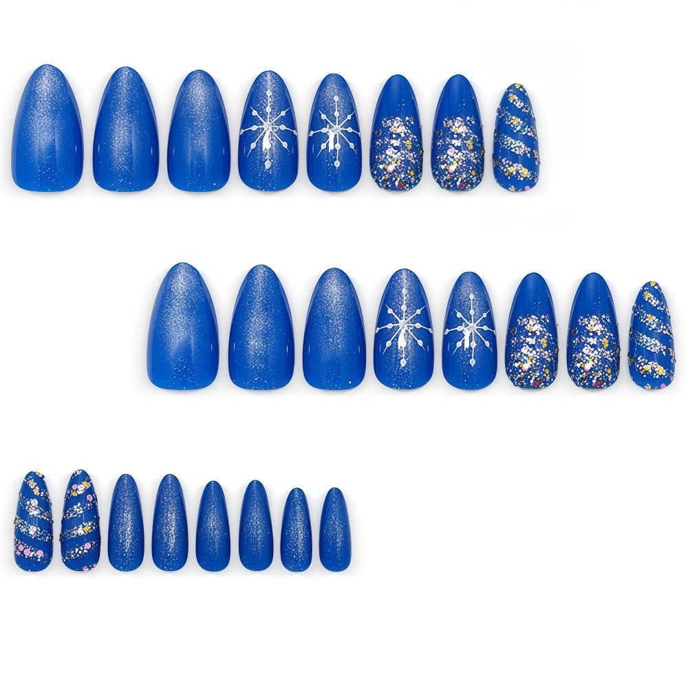 Glamorous artificial nails with glitter and pattern design Bowlift