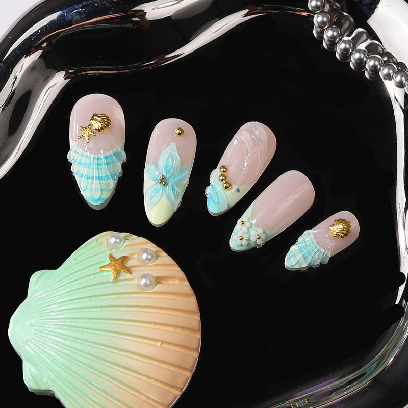 Artistic Tropical Floral Press-On Nail Set Bowlift