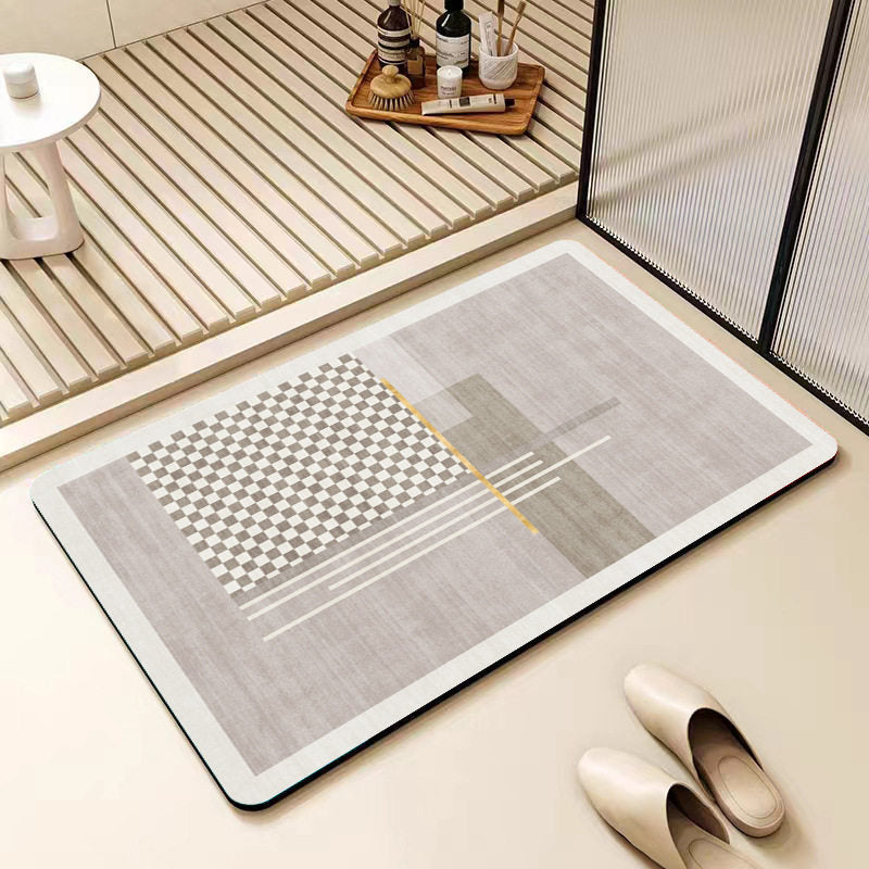 Non-Slip Geometric Pattern Bathroom Mat Bowlift