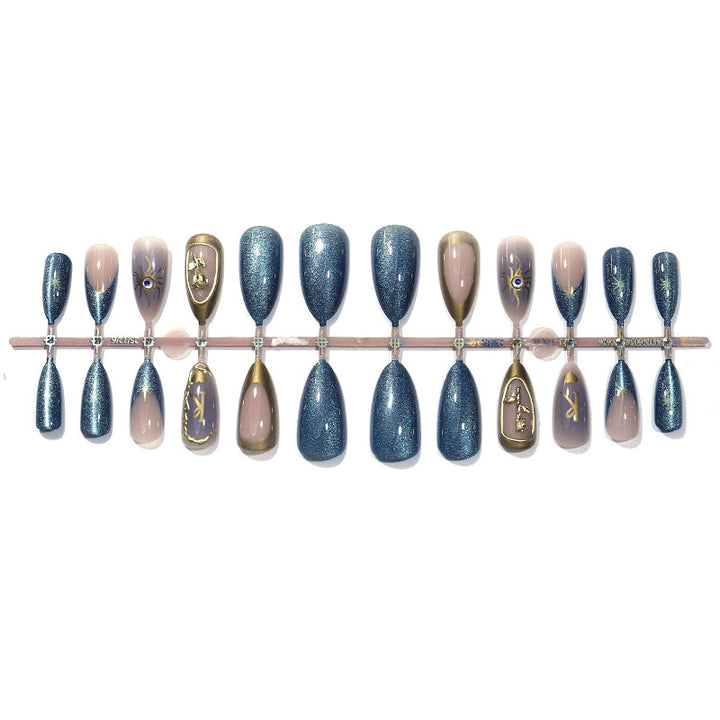 Glittery Press-On Nail Art Set with Unique Geometric Designs Bowlift