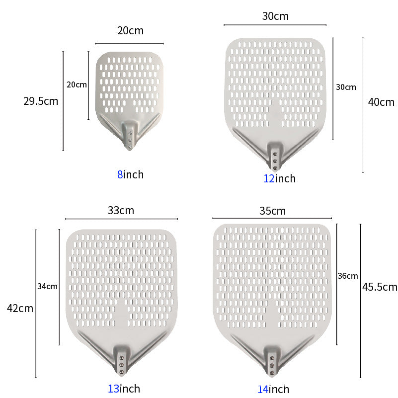 perforated aluminum pizza peel with extra-long ergonomic handle Bowlift
