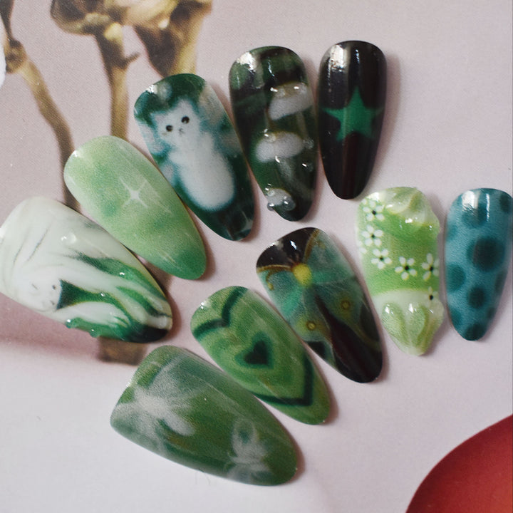 Artistic 3D Sea-Inspired Press-On Nail Art Bowlift