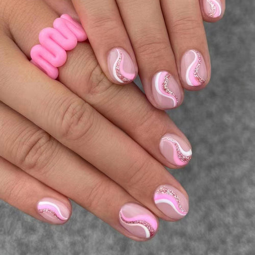Artistic Wave Design Nail Tips Bowlift