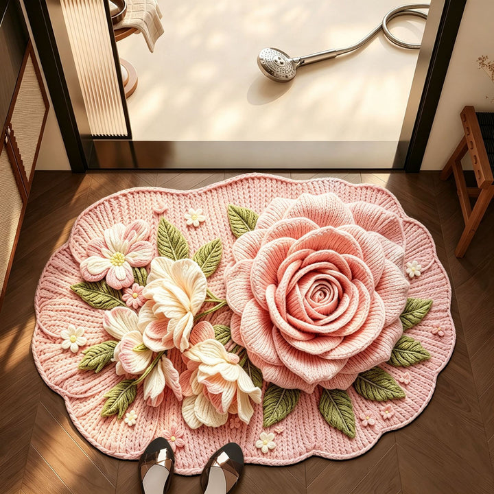 Floral Design Bathroom Mat Bowlift
