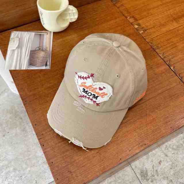 Women's Distressed Heart-Embroidered Baseball Cap Bowlift