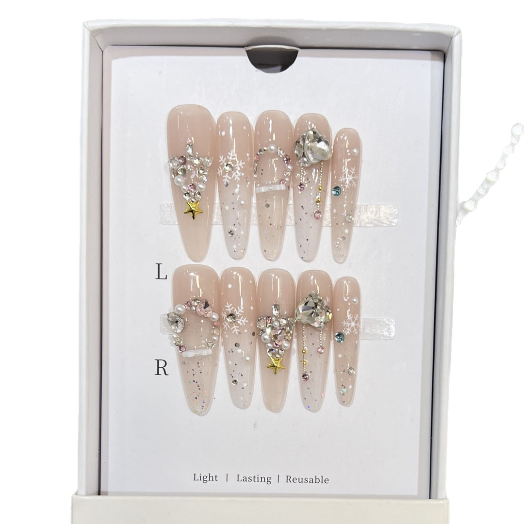 Decorative Gemstone Press-On Nail Tips Bowlift