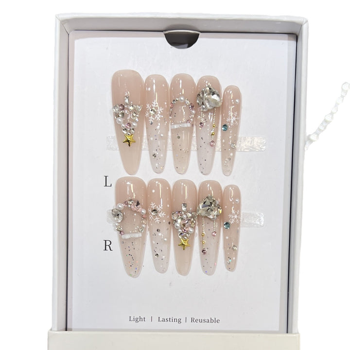 Decorative Gemstone Press-On Nail Tips Bowlift