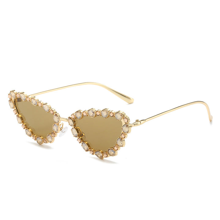 Heart-Shaped Rhinestone-Embellished Sunglasses Bowlift